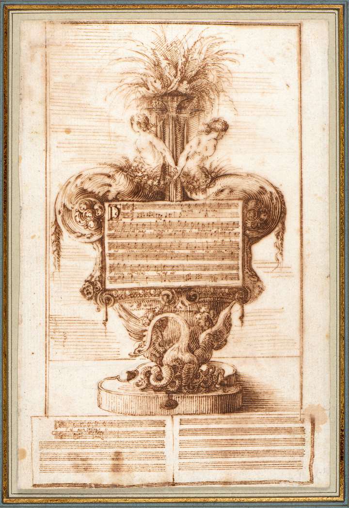 An Elaborate Vase Decorated with Nymphs, Snakes, a Swan and a Musical Score